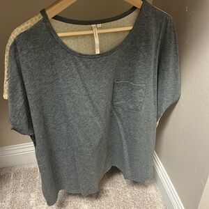 BY ORGANIC Grey Blouse Tee with Sheer Back L NWOT Anthropologie Shopbop